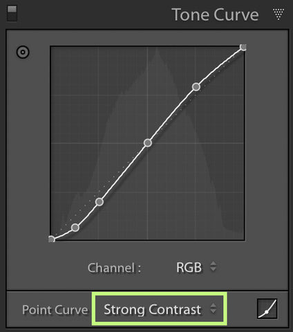 Add contrast in Lightroom using the Tone Curve panel