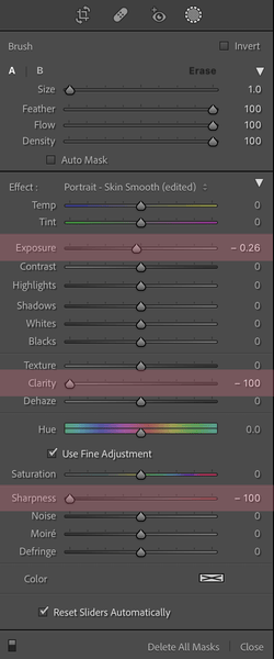 lightroom settings to blur a background