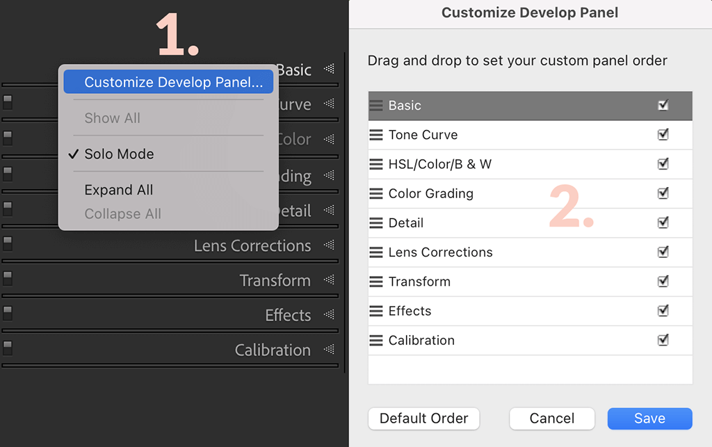 find missing panel in Lightroom