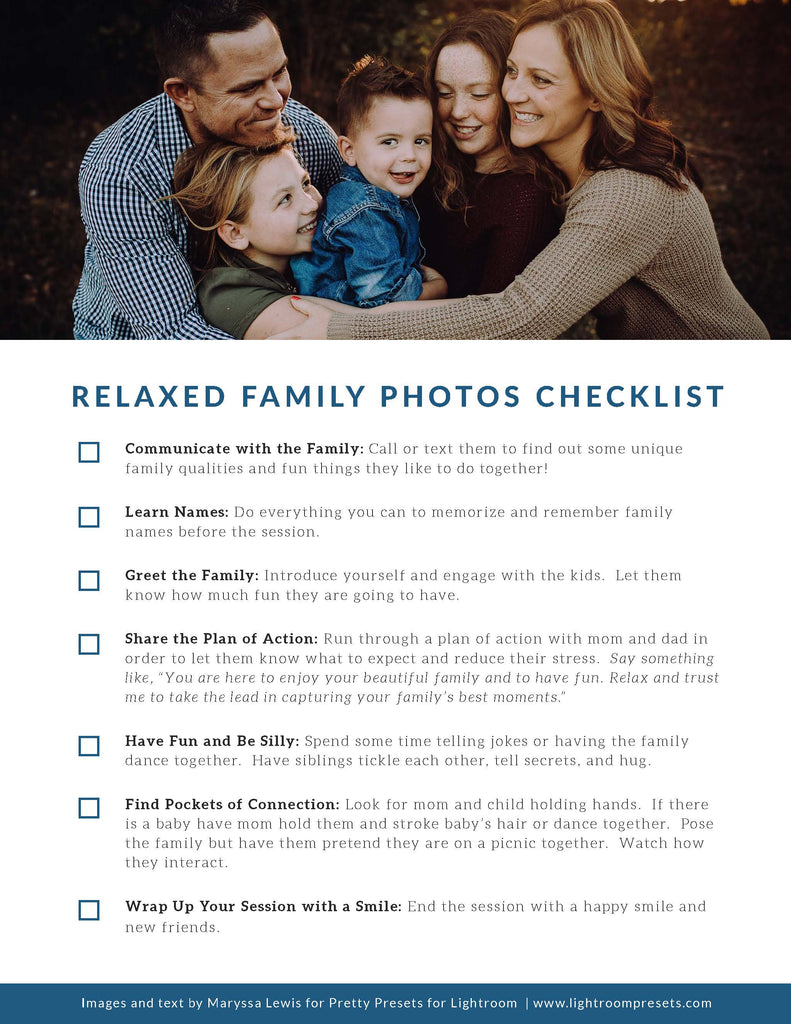Family Photo Shoot Checklist