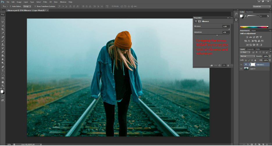 How to increase vibrance in Photoshop