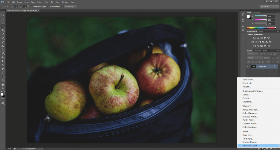 Using selective color in Photoshop