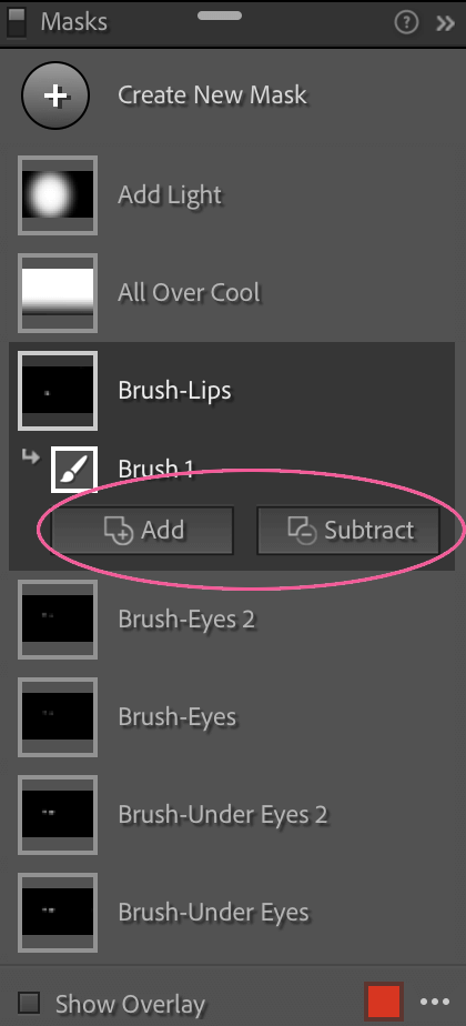 How to add and subtract from a brush or gradient in Lightroom