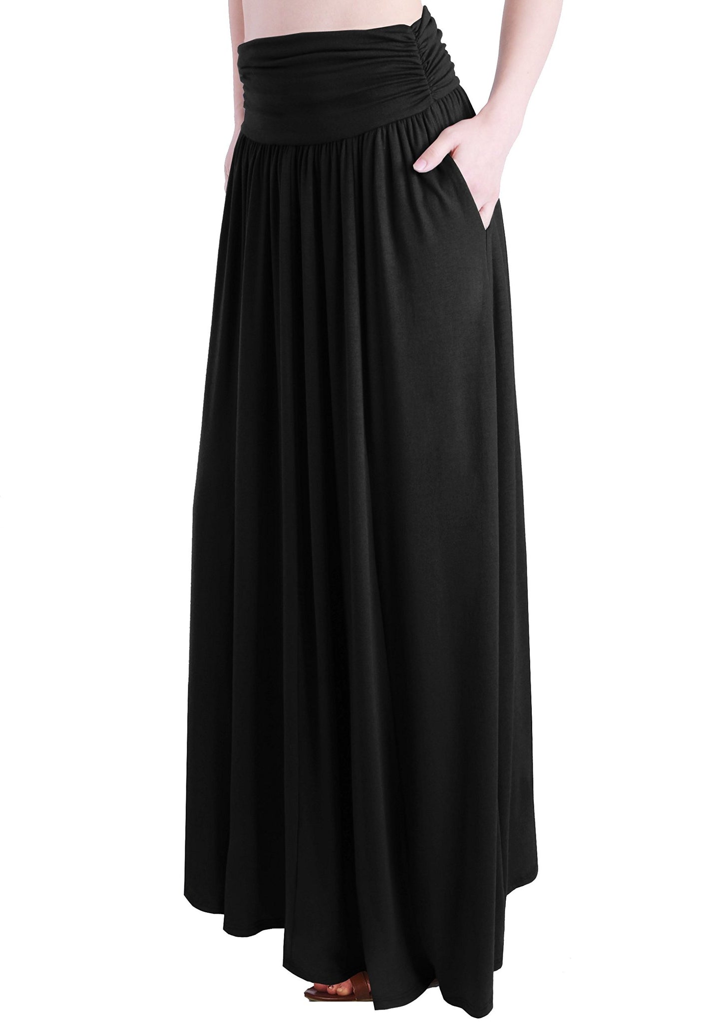 TRENDY UNITED Women's Rayon Spandex High Waist Shirring Maxi Skirt wit –  Zainab's Closet