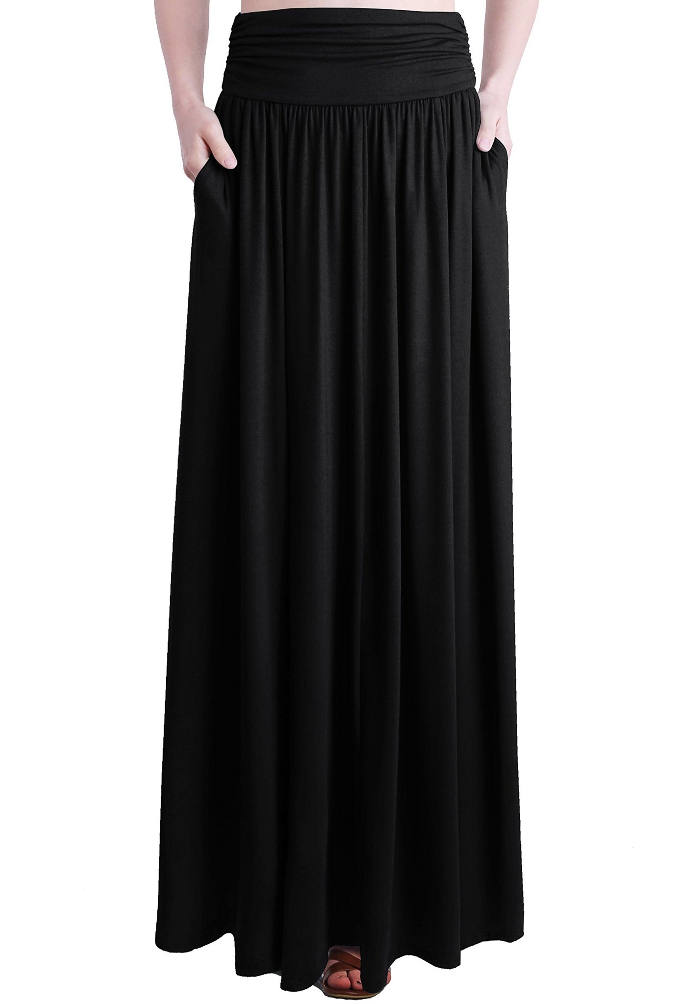 TRENDY UNITED Women's Rayon Spandex High Waist Shirring Maxi Skirt wit –  Zainab's Closet