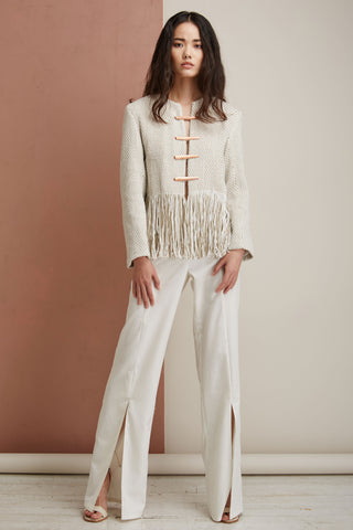 Voz SS16 Look 9 - Lineas Fringe Coat + Slit Pants