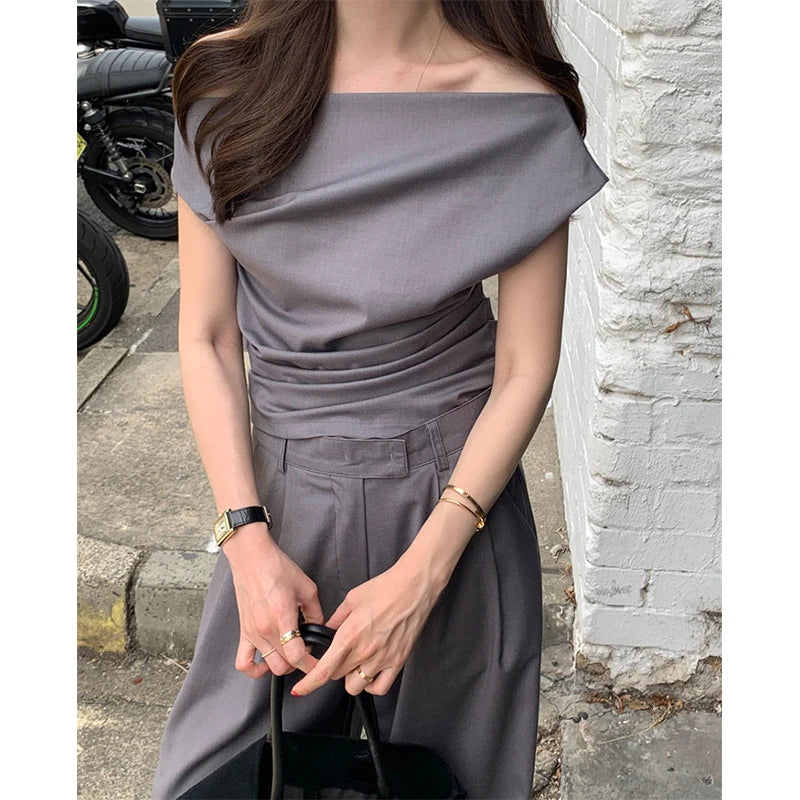 Elegant Slash Off Shoulder Neck Shirts