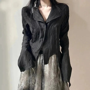 Gothic Korean Designed Irregular Shirts - Queencloth