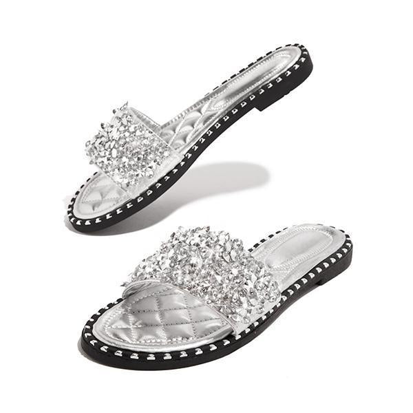 embellished open toe slippers