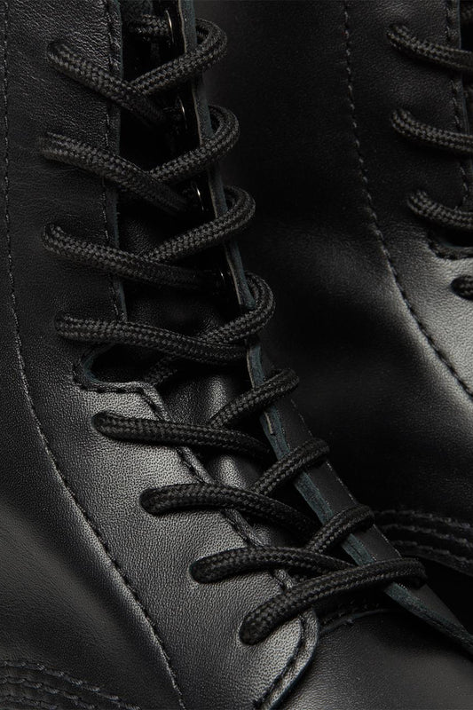 Audrick 20-Eye Leather Knee High Platform Boots in Black