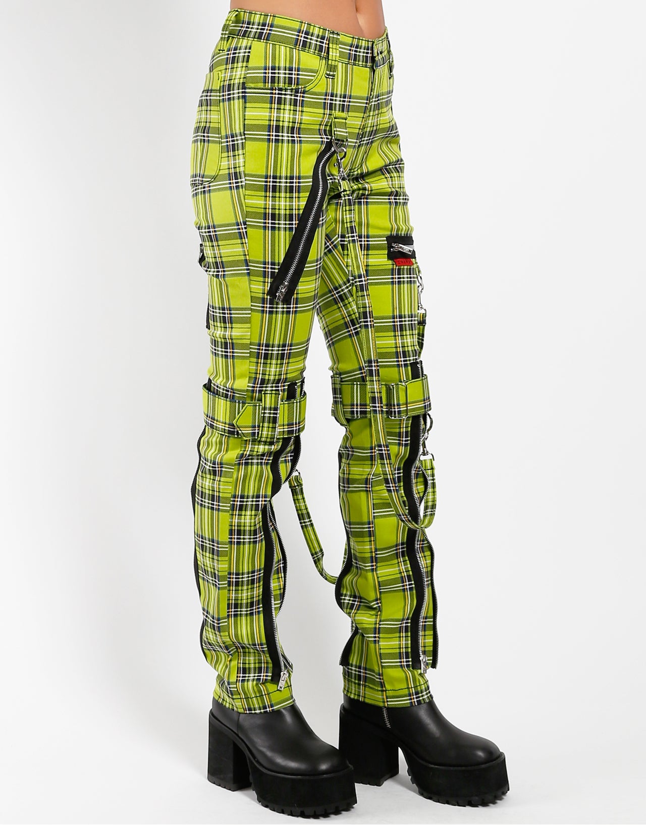 LIME PLAID BONDAGE PANT