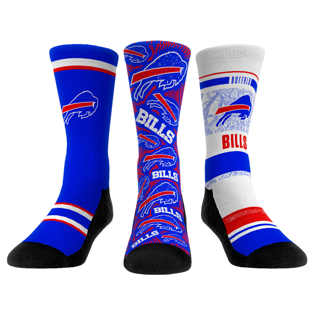 Buffalo Bills Socks - 3-Pack - NFL Socks - Rock 'Em Socks