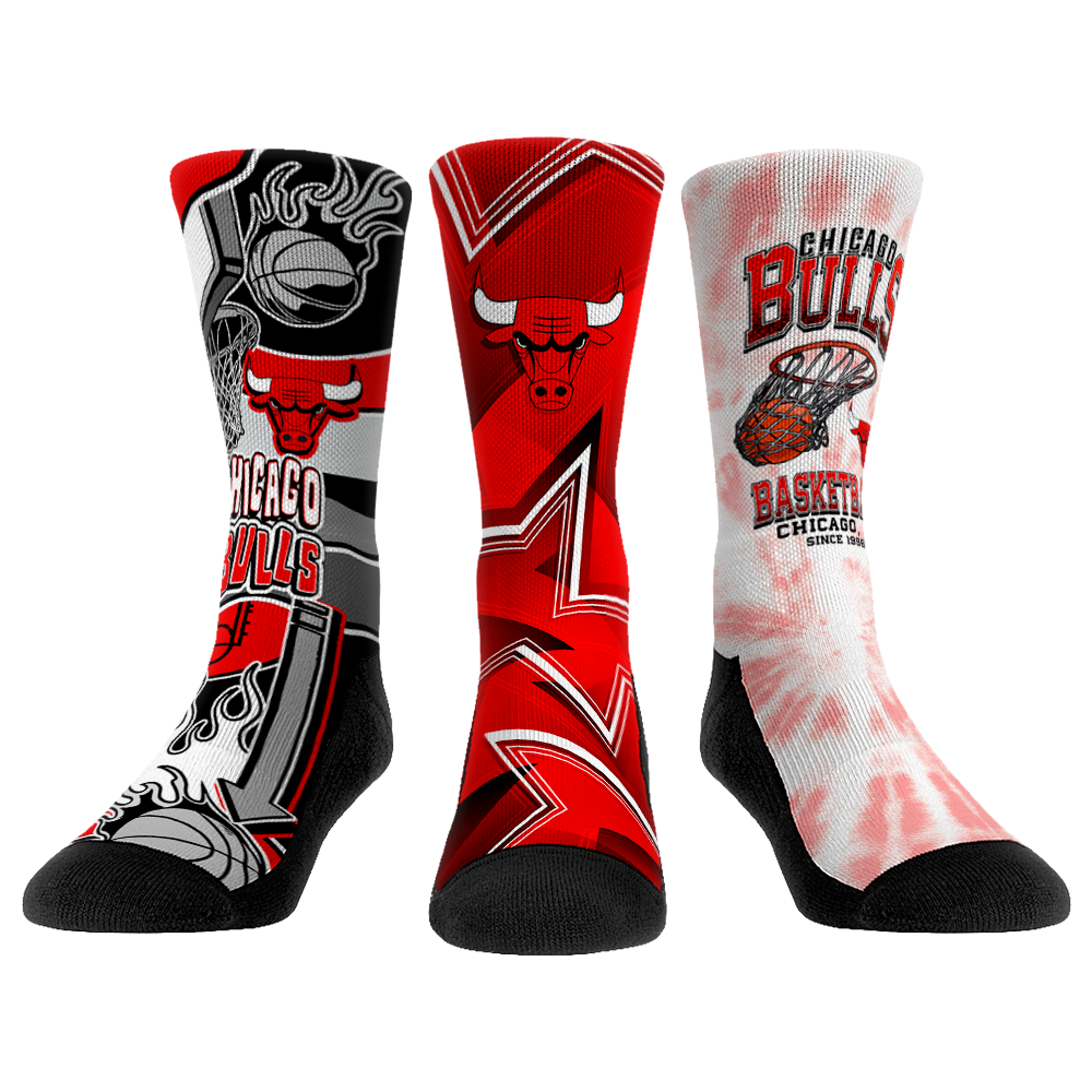 Chicago Bulls Socks - 3-Pack - NBA Socks - Rock 'Em Socks