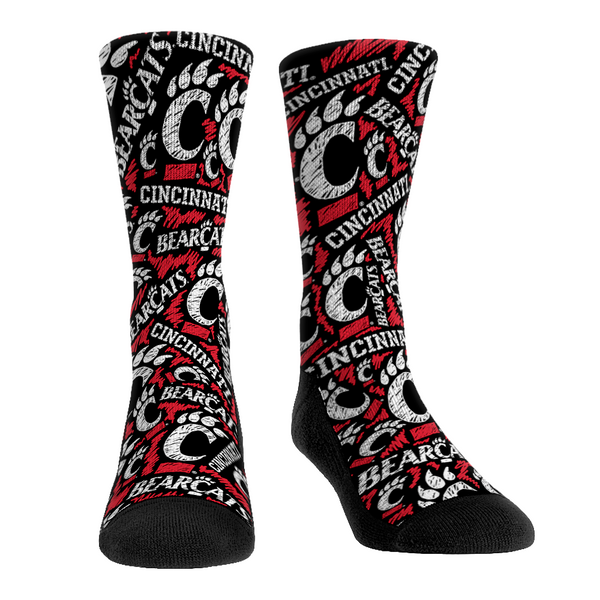 Cincinnati Bearcats Socks -Rock 'Em Socks - Logo Sketch Crew