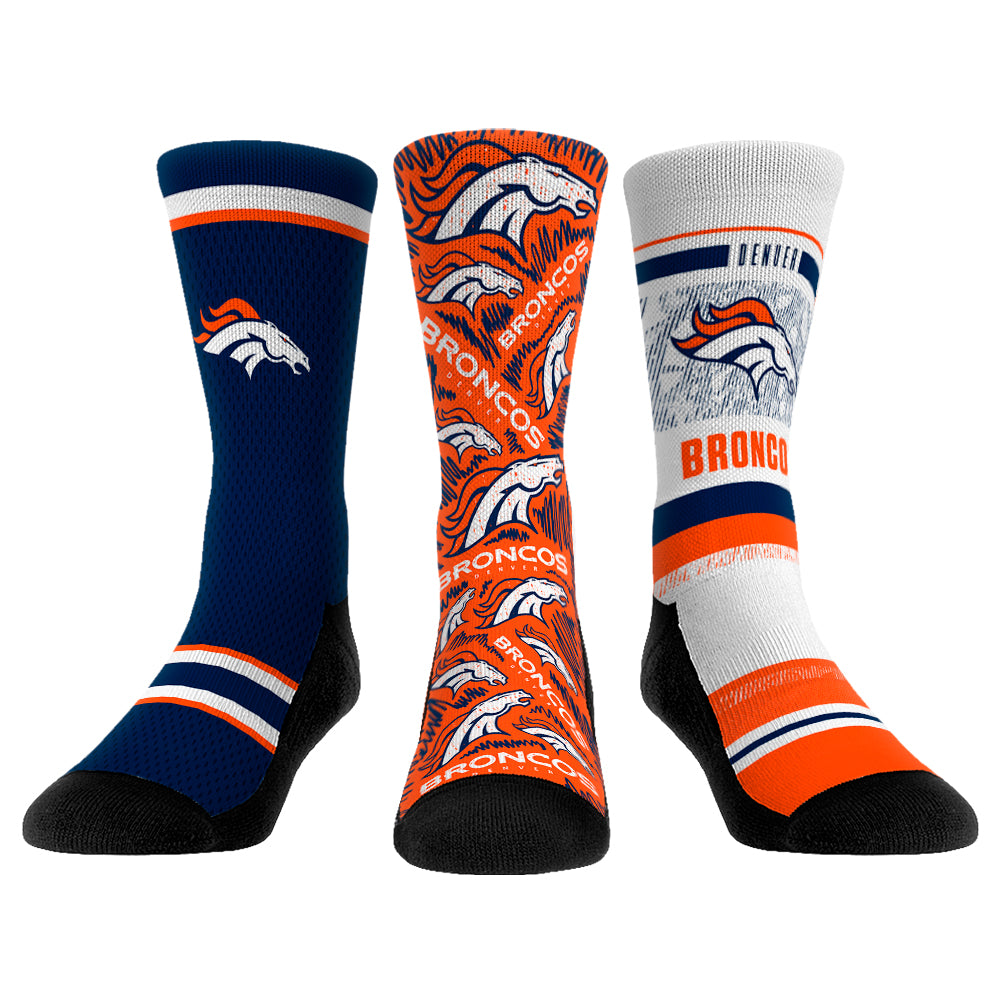 Denver Broncos Socks - 3-Pack - NFL Socks - Rock 'Em Socks