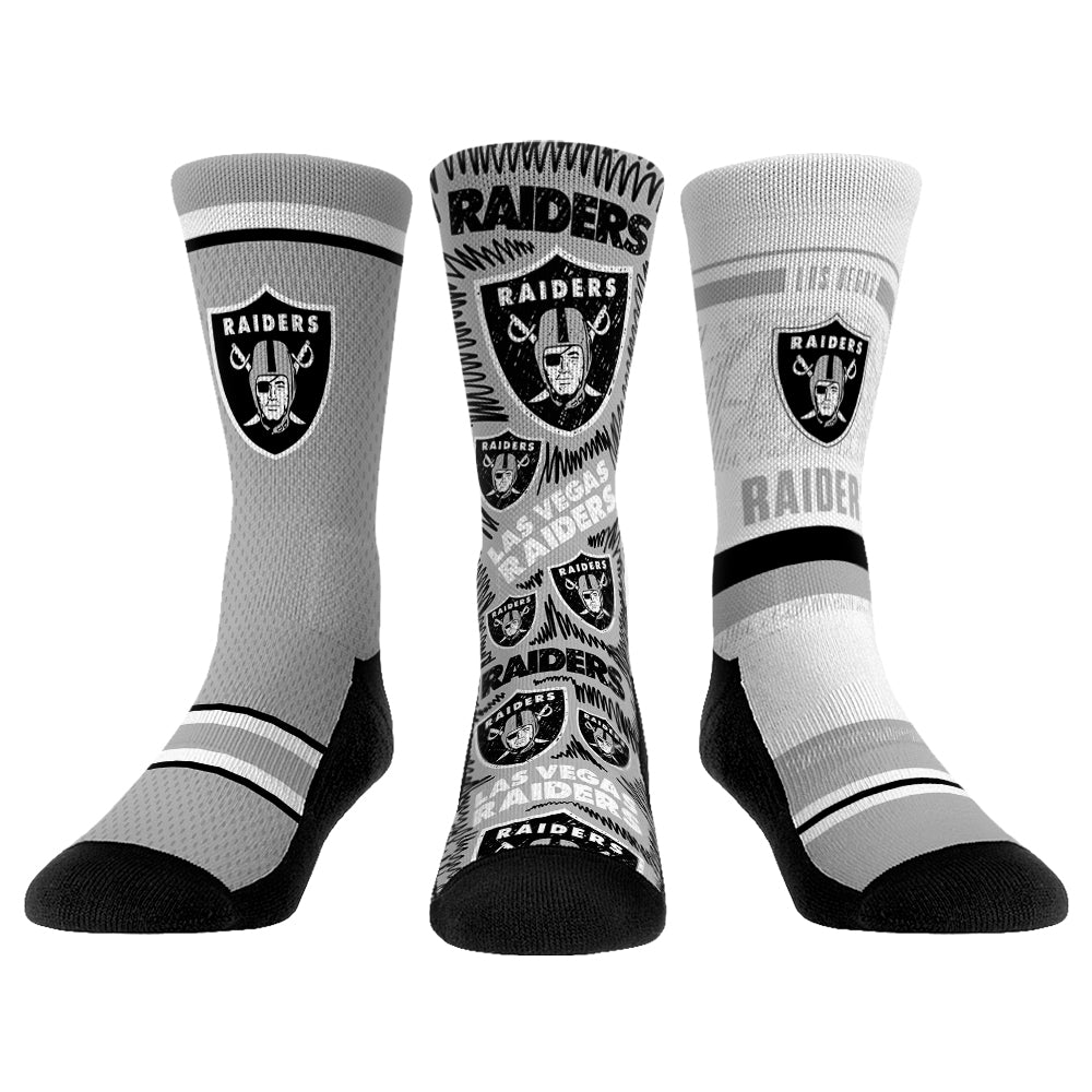 Las Vegas Raiders Socks - 3-Pack - NFL Socks - Rock 'Em Socks