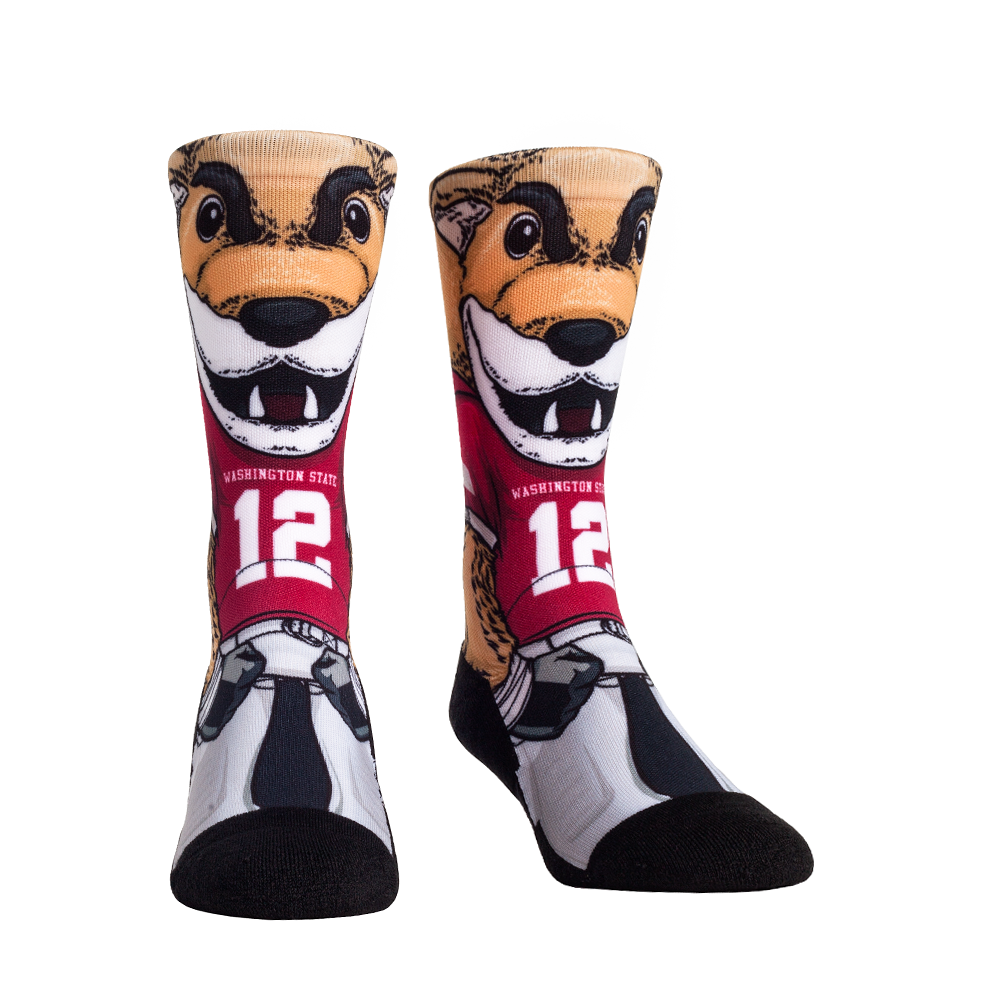Washington State Cougars Socks - Rock 'Em Socks - HyperOptic Mascot Crew