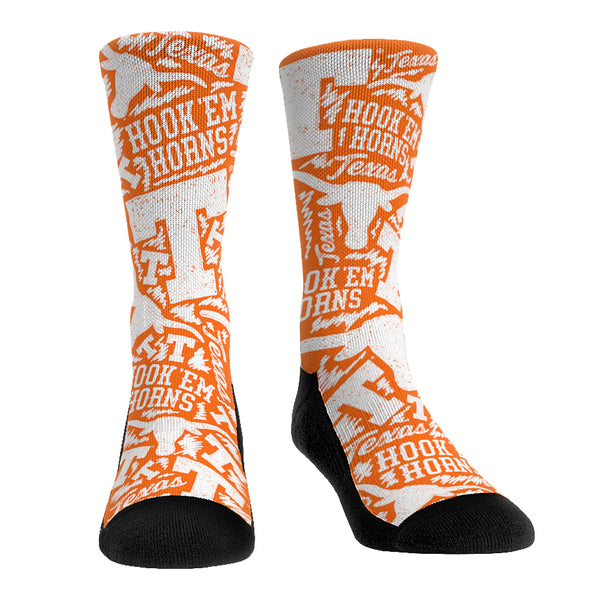 Texas Longhorns Socks - Logo Sketch Crew - Rock 'Em Socks