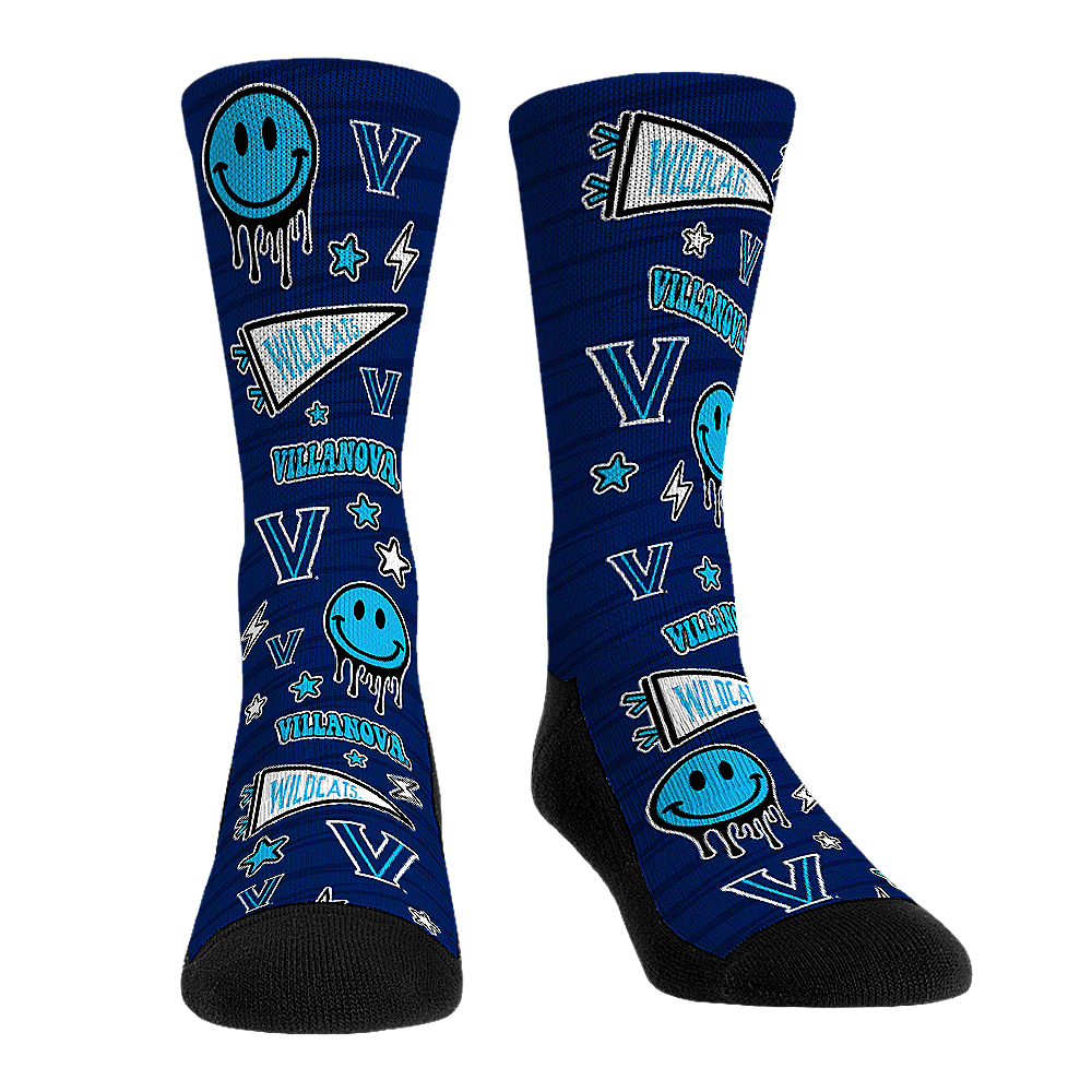 Villanova Wildcats Socks - Smiley Stickers - Rock 'Em Socks