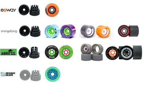 Various RIOT cogs and compatible industry recognized wheels