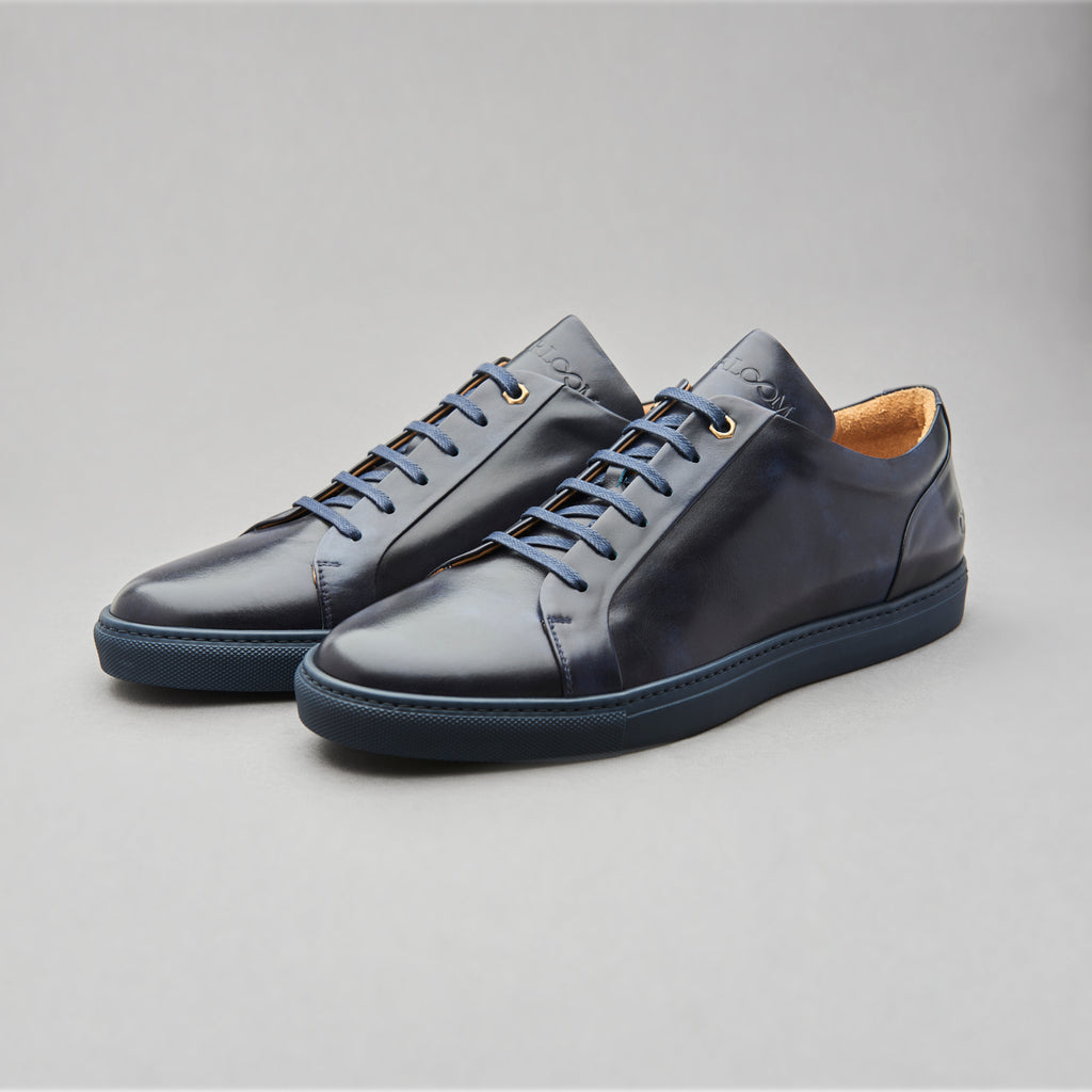 Low Top Court Sneaker in Navy Museum Calf Leather | Heirloom by Josh Leong