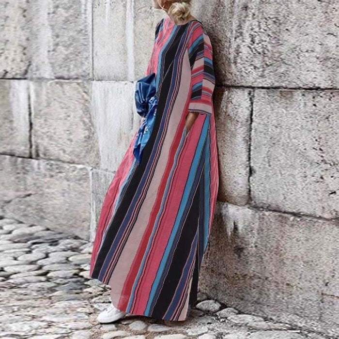 bohemian striped maxi dress