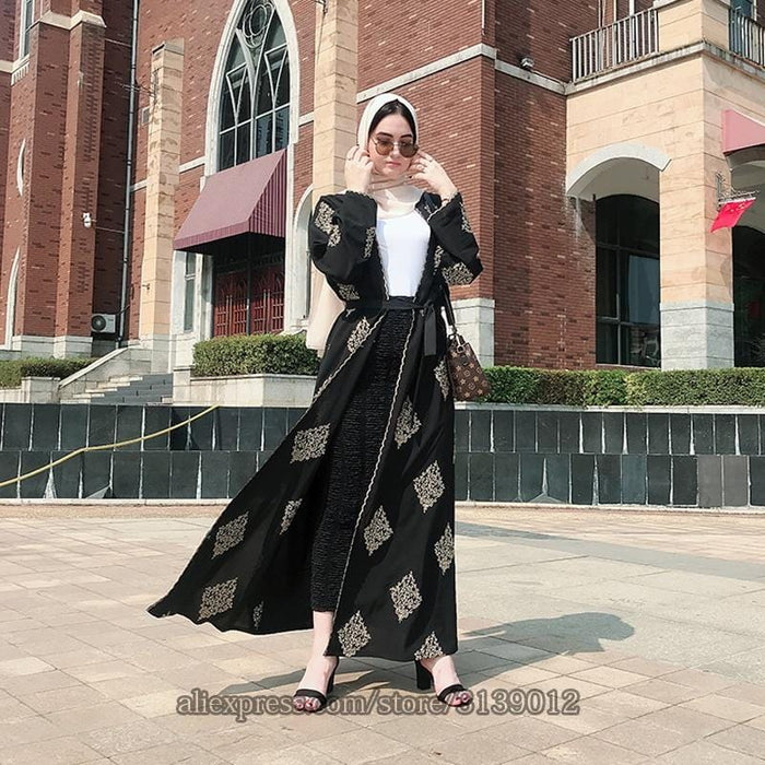 Super Dubai Open Abaya Kimono Muslim Hijab Dress Kaftan Abayas Islamic EM-28