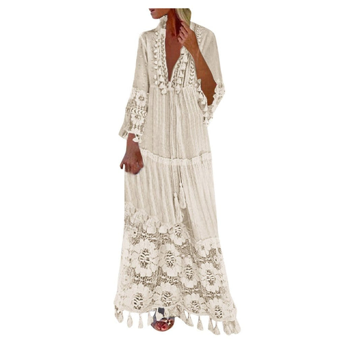 white bohemian dress plus size