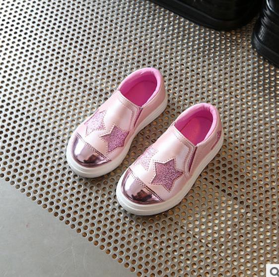 Flat silver Pink kids casual Shoe 
