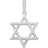 14K White .025 CTW Diamond Star of David Pendant - Siddiqui Jewelers