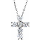 14K White 3/4 CTW Diamond Cross 18" Necklace -Siddiqui Jewelers