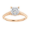 Cubic Zirconia Engagement Ring- The Lolita (Customizable Asscher Cut Style with Braided Metal Band and Round Bezel Peekaboo Accents)