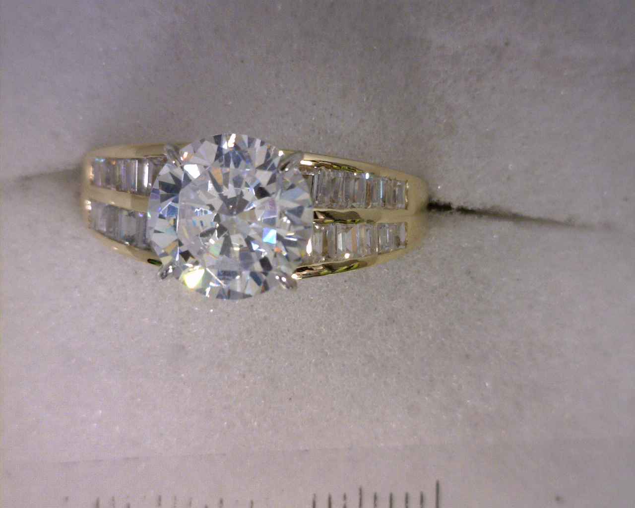 CZ Engagement Ring- Channel Baguettes 