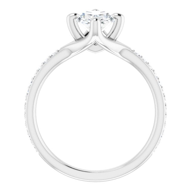 Oval Cut CZ Ring featuring Thin Band and Shared-Prong Round Accents ...