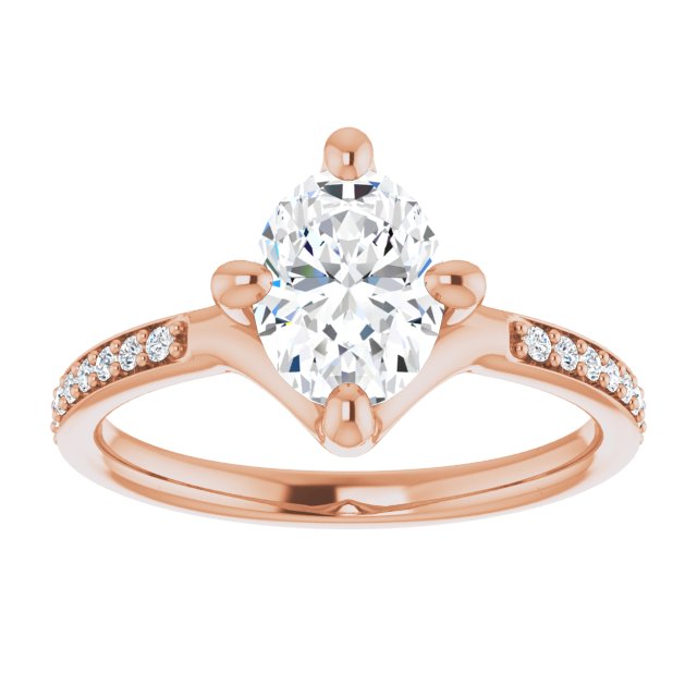 Oval Cut CZ Ring featuring Thin Band and Shared-Prong Round Accents ...