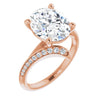 10K Rose Gold Customizable Oval Cut Style with Artisan Bypass and Shared Prong Band