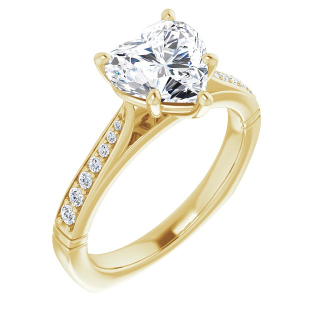 Heart Cut CZ Ring with Tapered Euro Shank + Graduated Band Accents ...