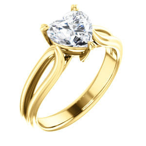 CZ Wedding Set, featuring The Piper engagement ring (Customizable Heart Cut Solitaire with Flared Split-band)
