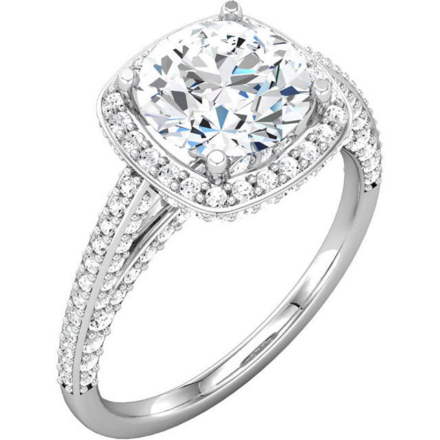 CZ Ring The Brittany Sue 0.5-2.0 CT Round Halo w/ Pave Band – Cubic ...