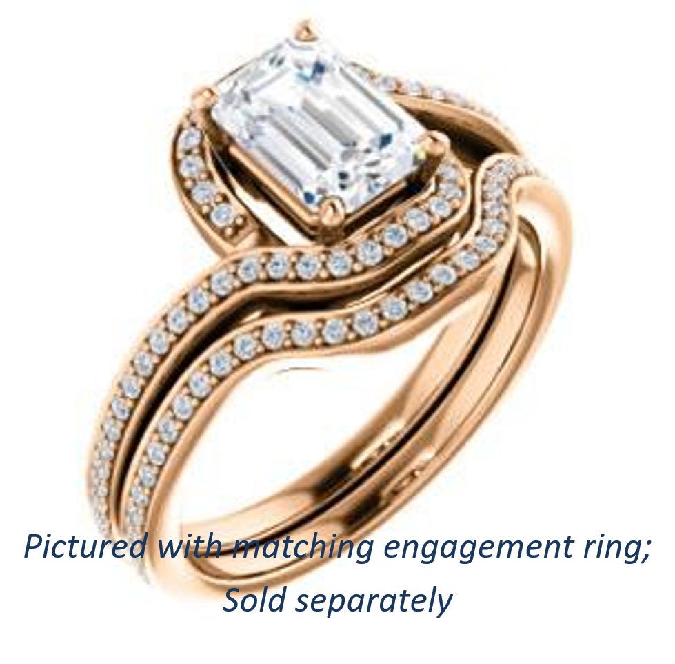 CZ Ring- Emerald Cut Bypass with Twisting Pavé Band – Cubic Zirconia CZ