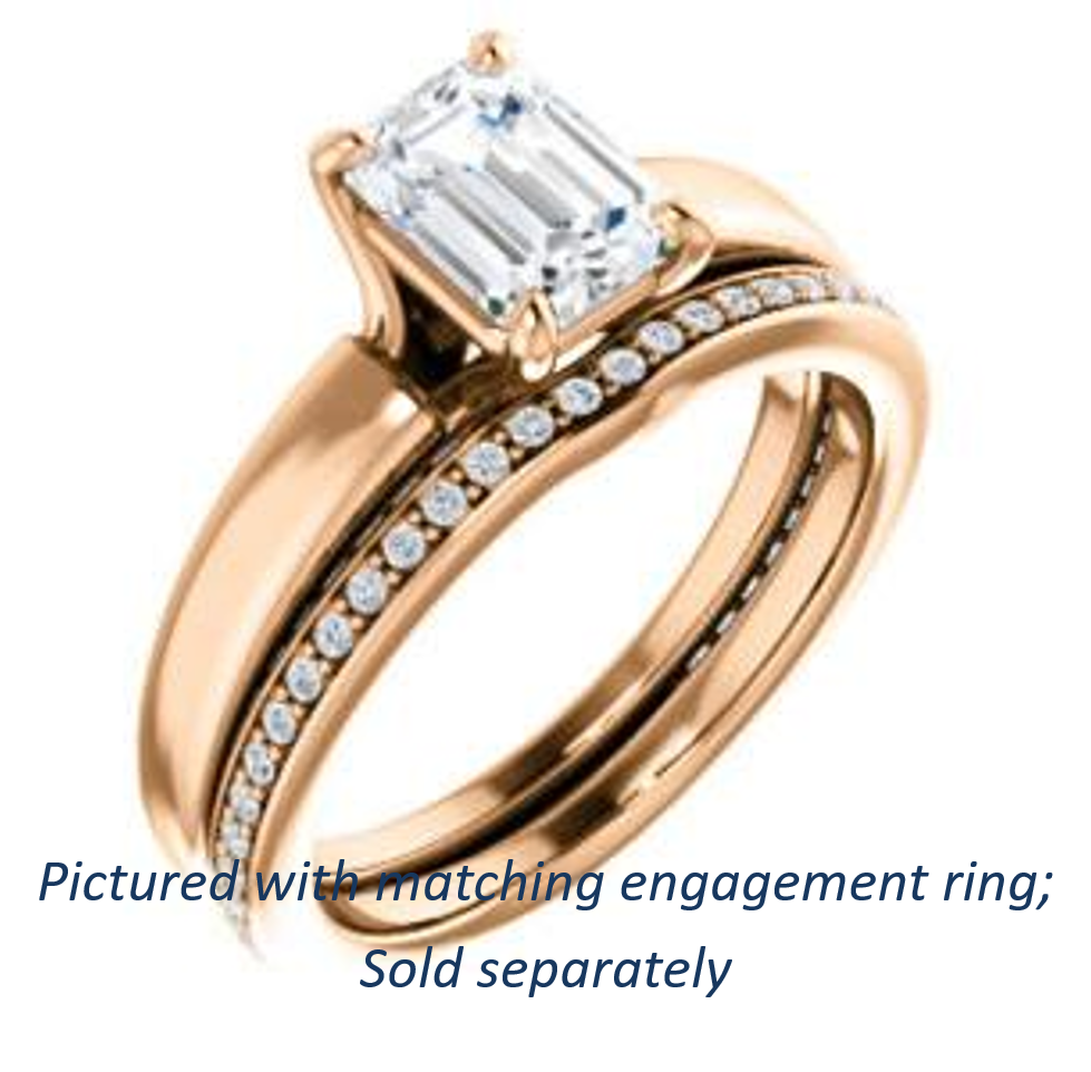 The Rosalina Emerald Cut Cubic Zirconia Ring with 3-sided Pavé Band ...