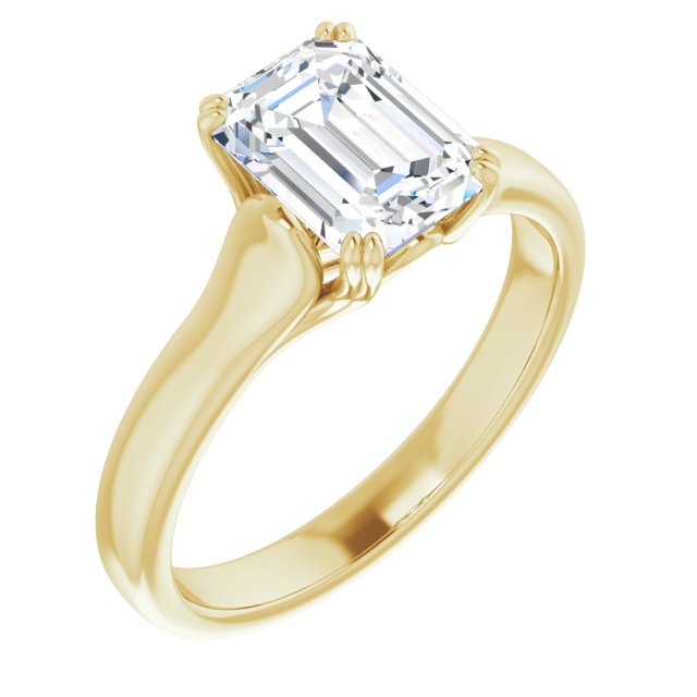 CZ Engagement Ring Emerald Cut Solitaire with Under-trellis Design ...