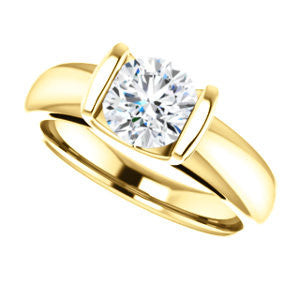 CZ Engagement Ring- Round Cut Cathedral Bar-set Solitaire – Cubic ...