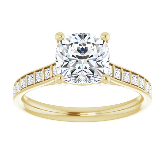 CZ Engagement Ring Cushion Cut with Princess Channel Bar Setting ...