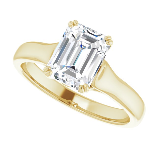 CZ Engagement Ring Emerald Cut Solitaire with Under-trellis Design ...