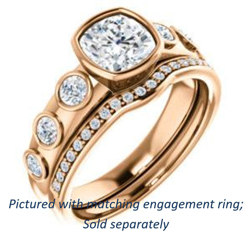 Cushion Cut 7-stone CZ Ring with Journey-style Round Bezel Accents ...