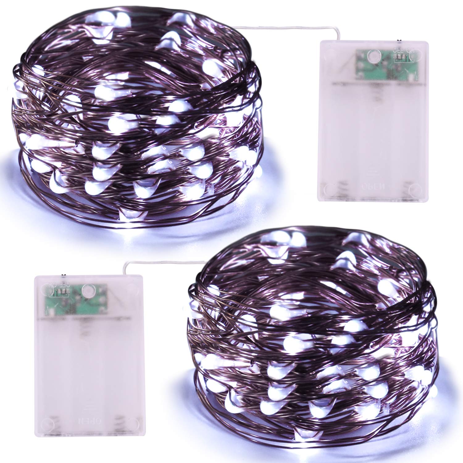 Battery Operated String Lights Icreating 2pack 16 4ft Cool White Mini Battery Powered Led String Lights Fairy Lights Copper Wire Lights Twinkle