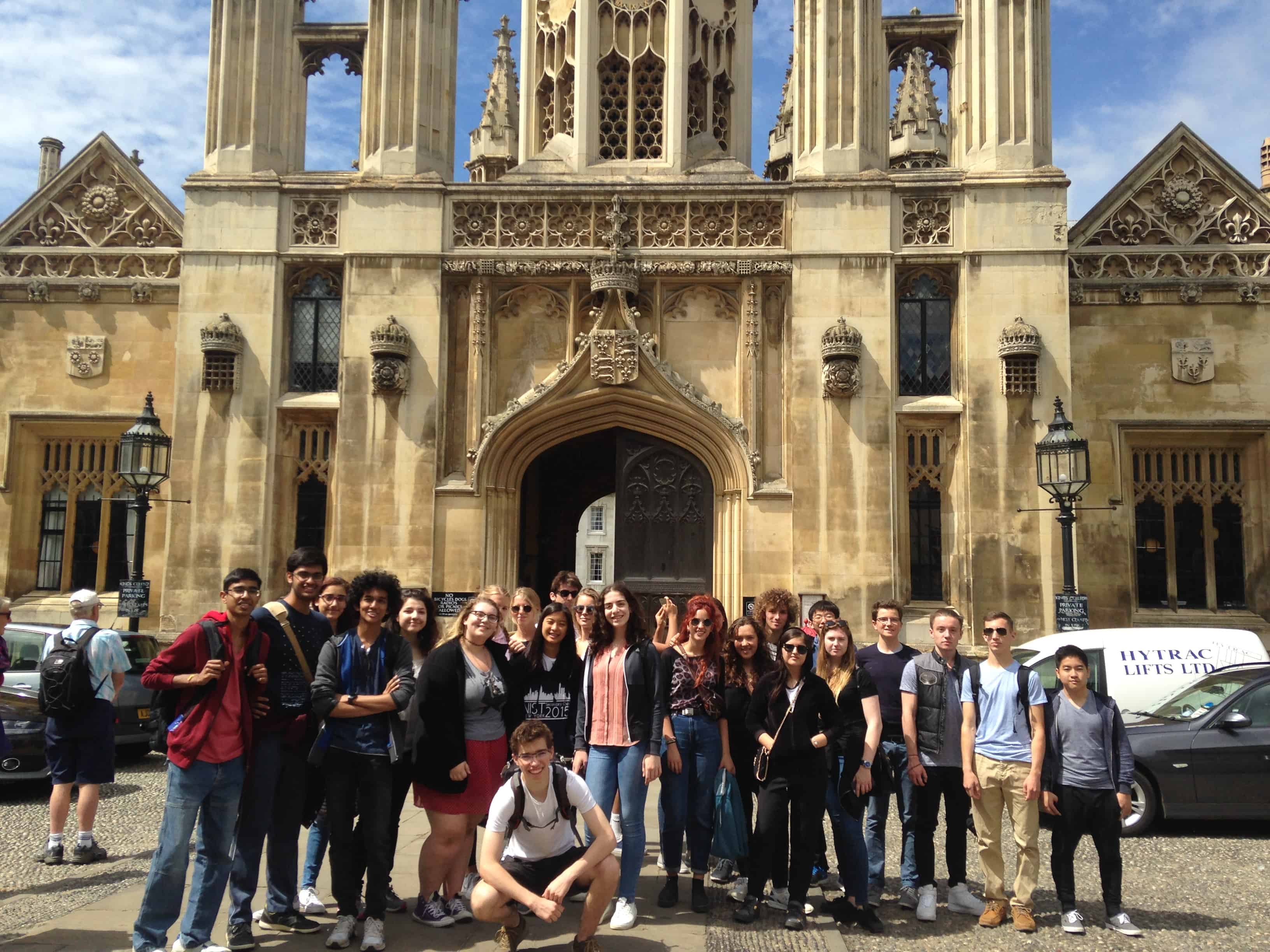 Summer school students visiting King's College part of the University of Cambridge