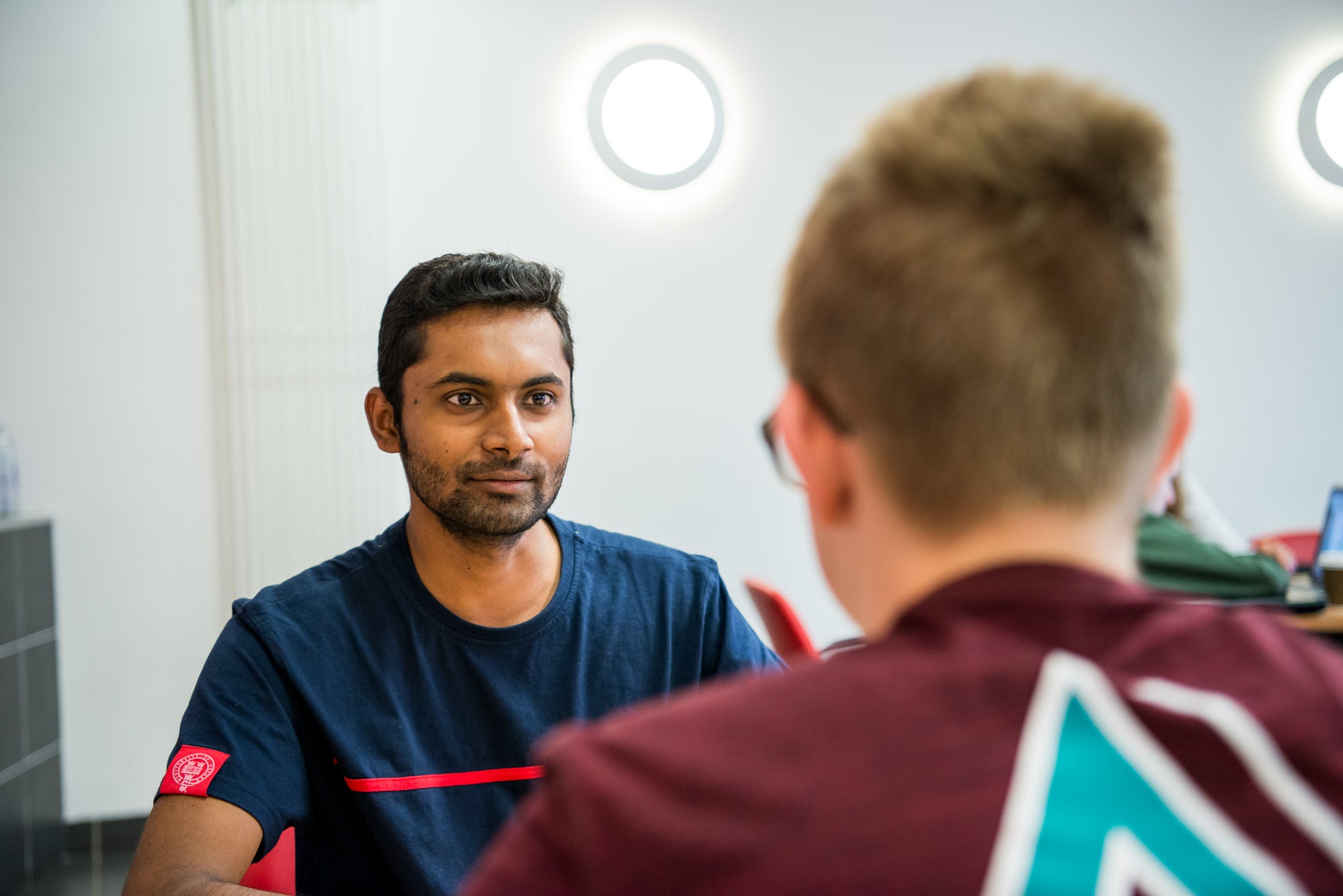 Student being interviewed