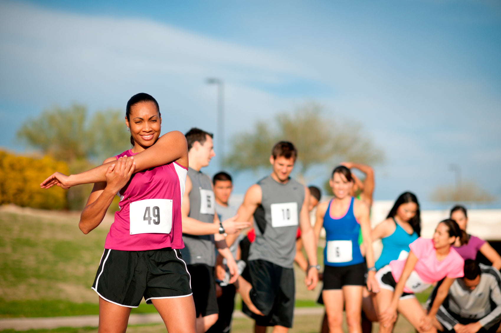 Runners warming up for race